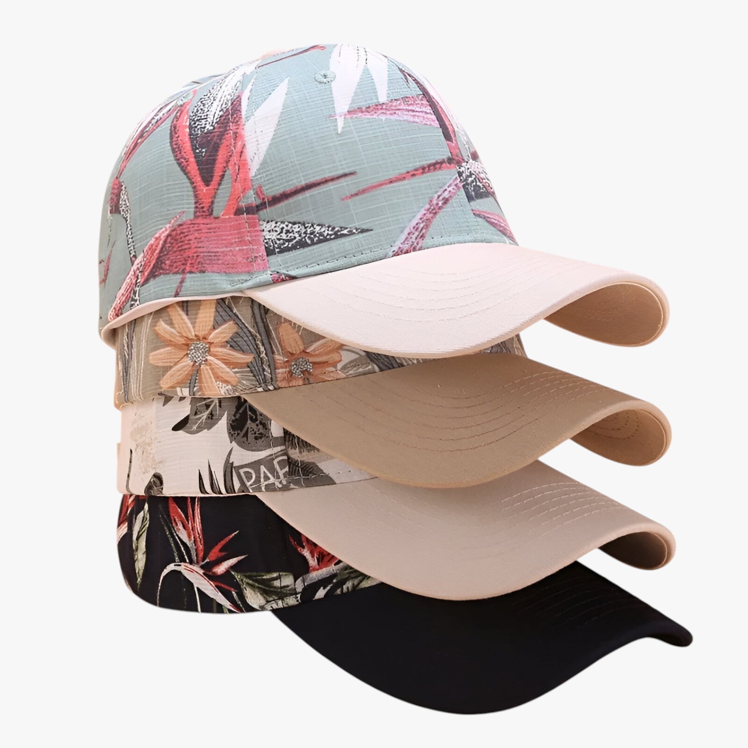 Herren Baumwoll-Basecap mit Blätterdruck und Sonnenvisier Baumwolle