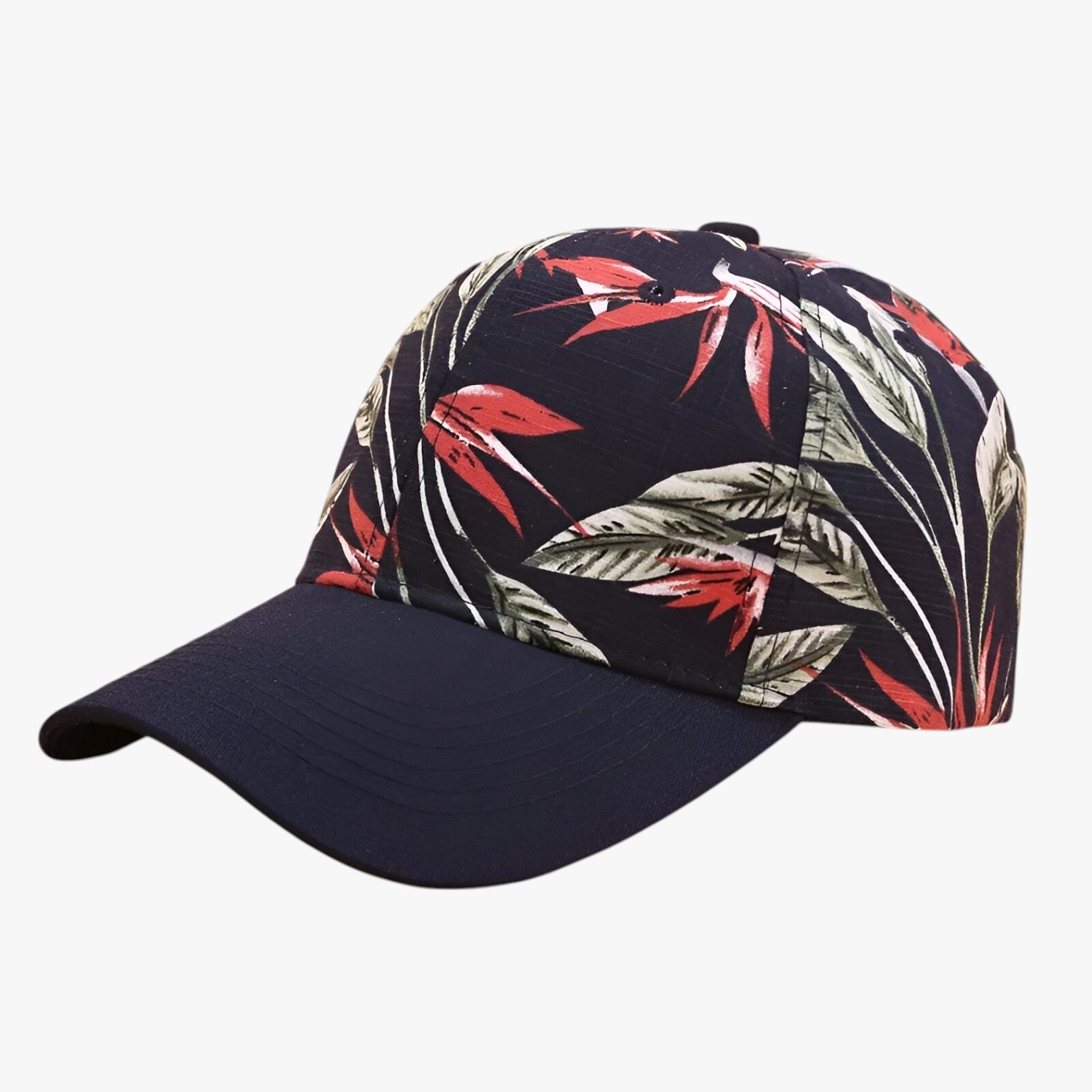 Herren Baumwoll-Basecap mit Blätterdruck und Sonnenvisier Baumwolle