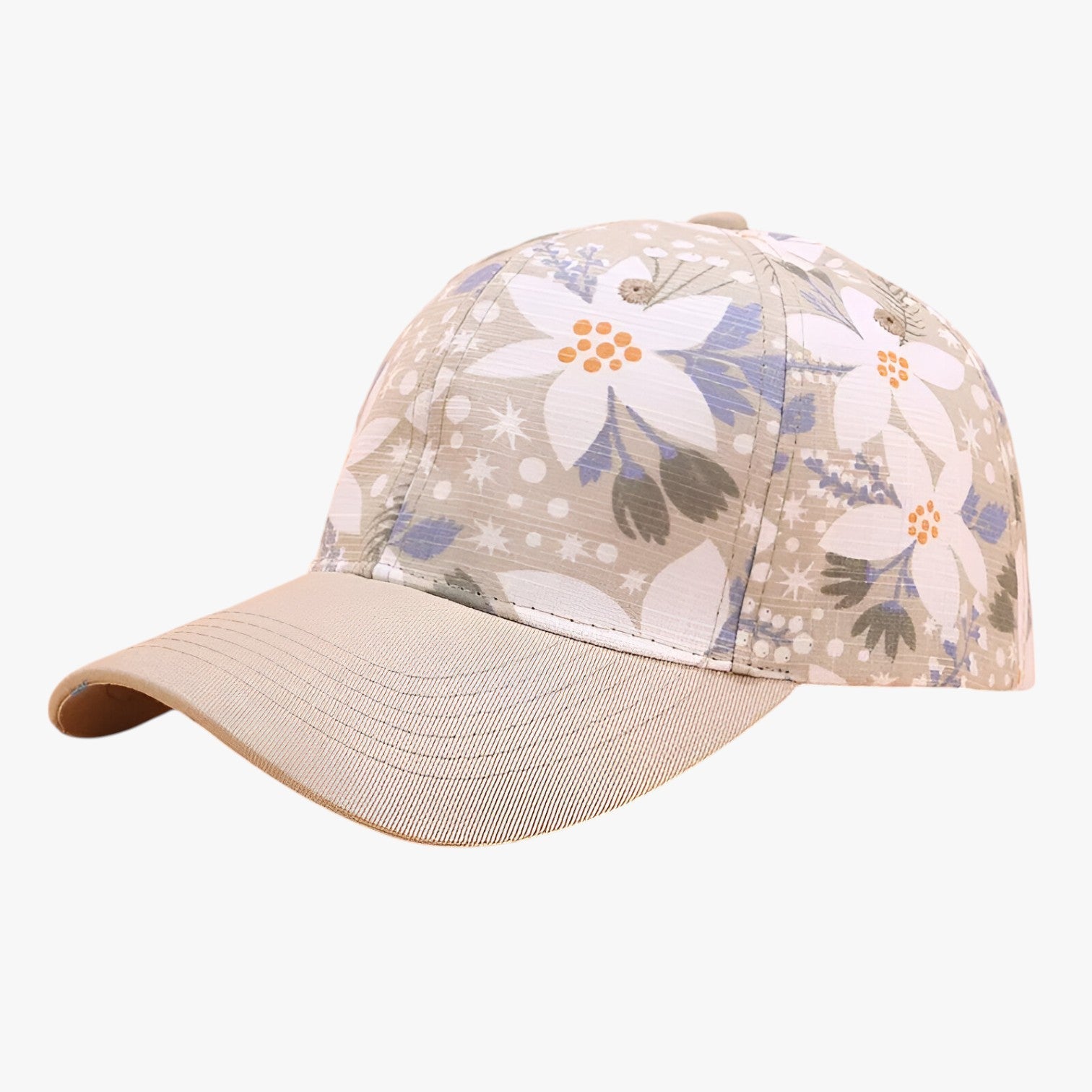 Herren Baumwoll-Basecap mit Blätterdruck und Sonnenvisier Baumwolle