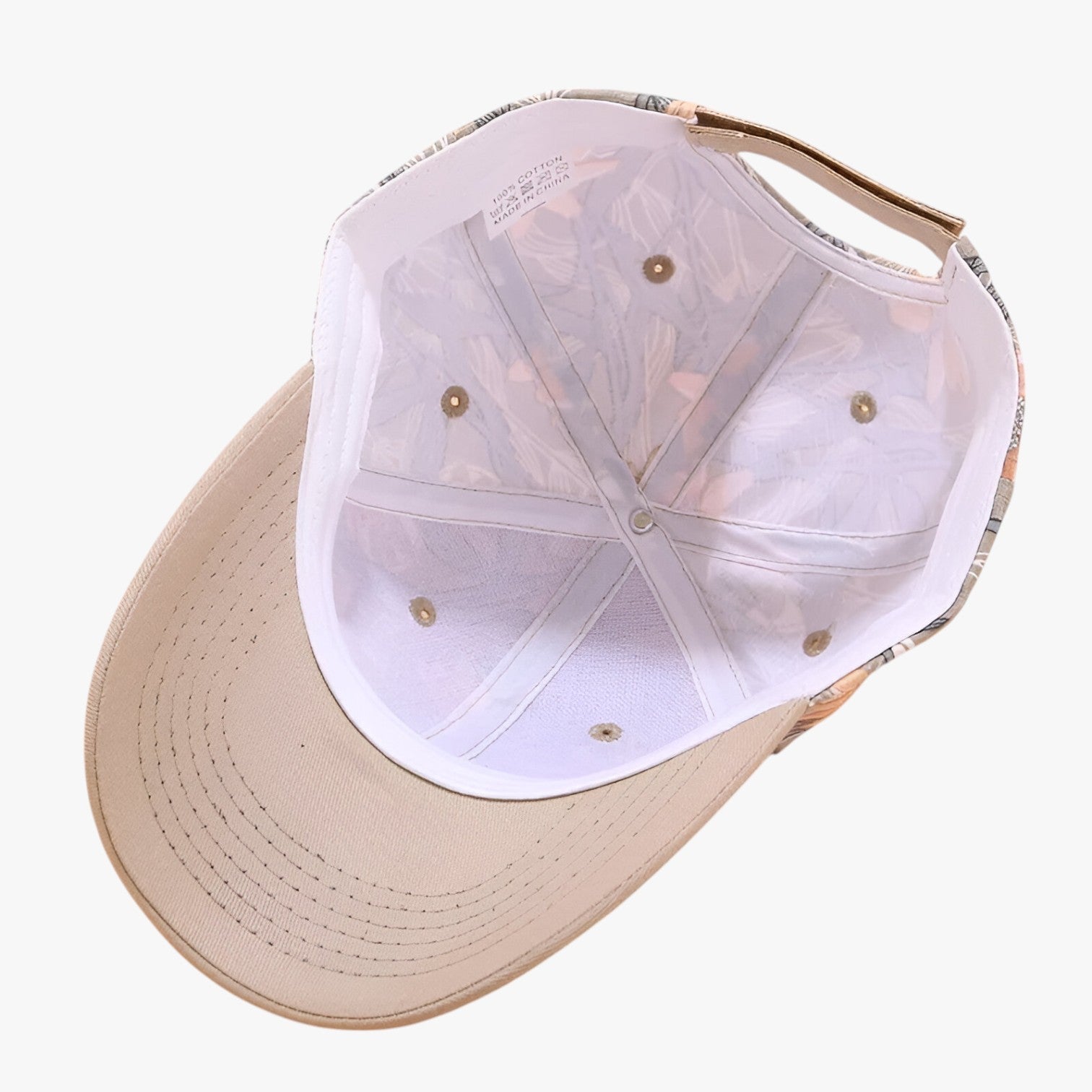 Herren Baumwoll-Basecap mit Blätterdruck und Sonnenvisier Baumwolle