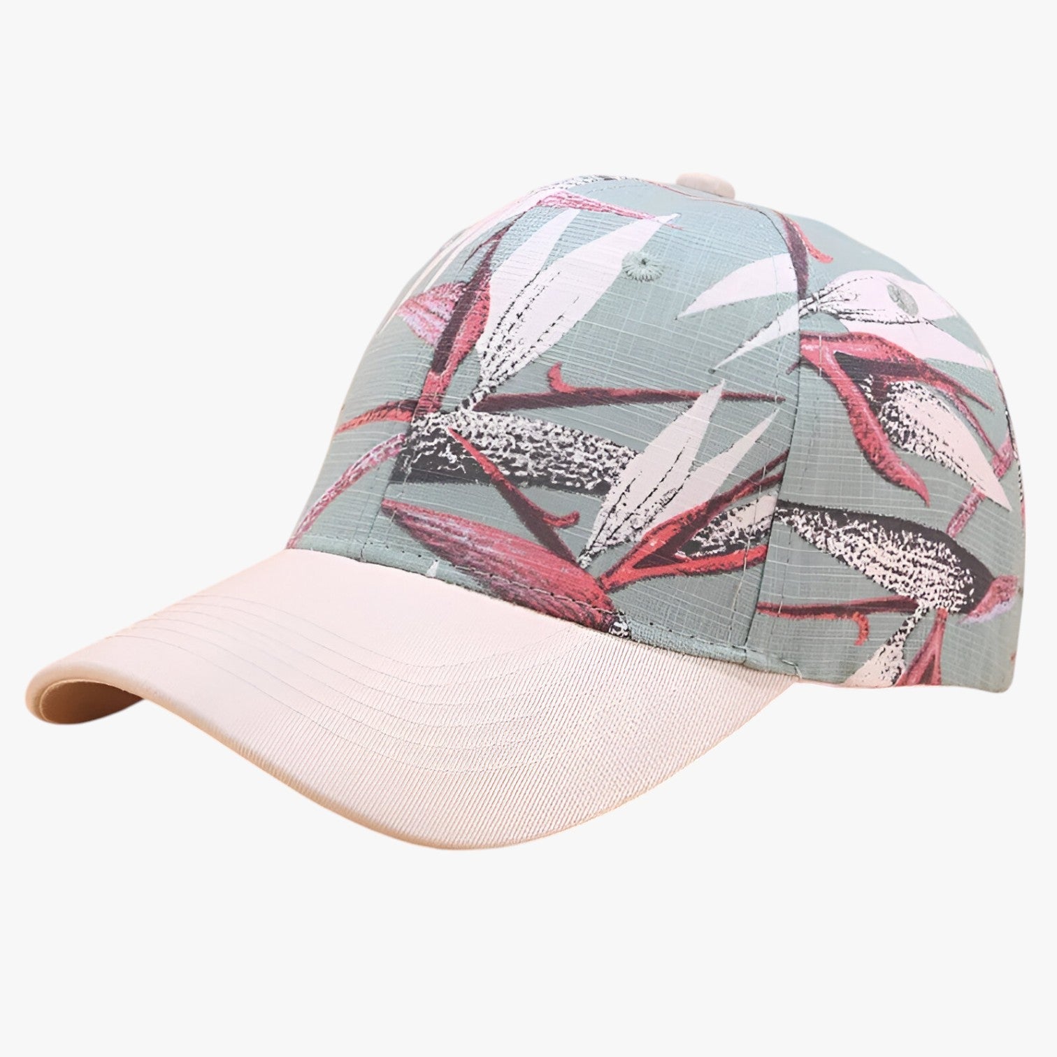 Herren Baumwoll-Basecap mit Blätterdruck und Sonnenvisier Baumwolle
