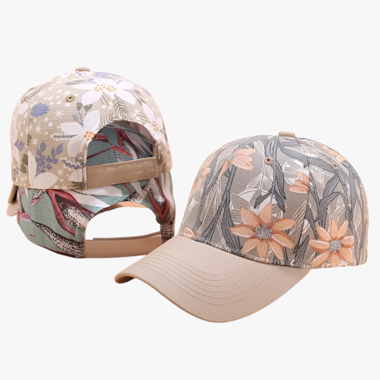 Herren Baumwoll-Basecap mit Blätterdruck und Sonnenvisier Baumwolle