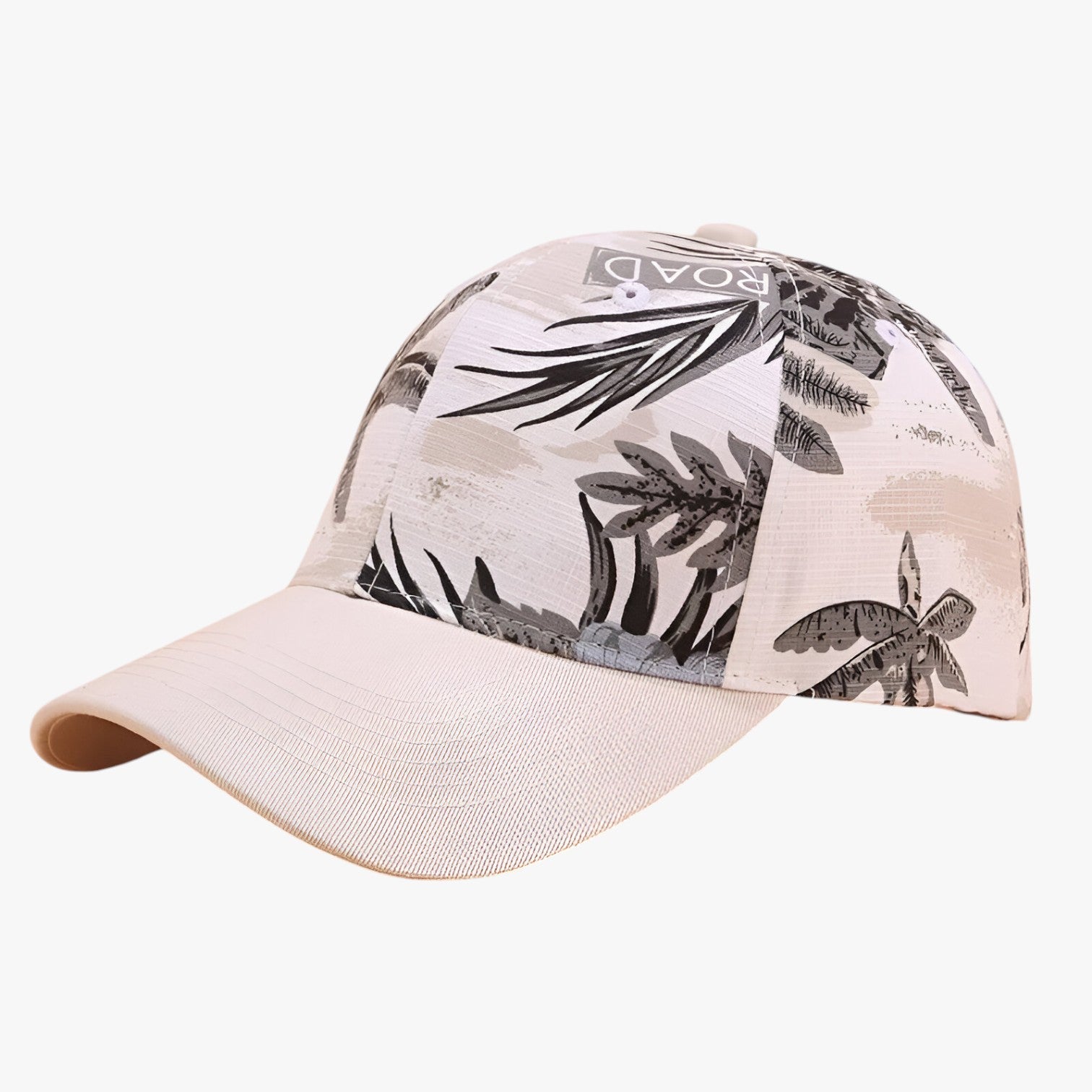 Herren Baumwoll-Basecap mit Blätterdruck und Sonnenvisier Baumwolle